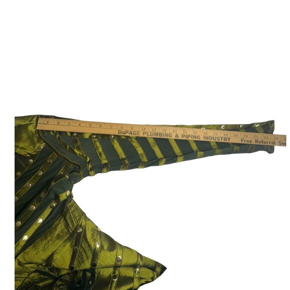 Studded Mesh Bandage Sexy Metallic Green Bodycon Mini Dress - Picture 7 of 10